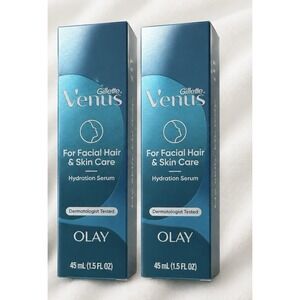 Gillette Venus Olay Facial Hair & Skin Care Hydration Serum 2 Bottles + 2 Boxes